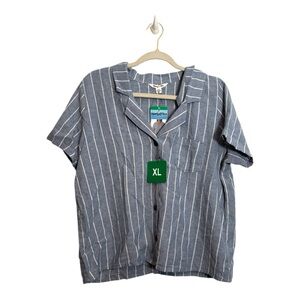 Hang Ten Gray and White Striped Shirt XL